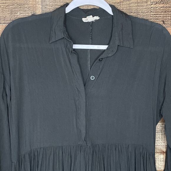 Silence + Noise High Low Long Sleeve Dress Solid Gray Size Small - Picture 2 of 8